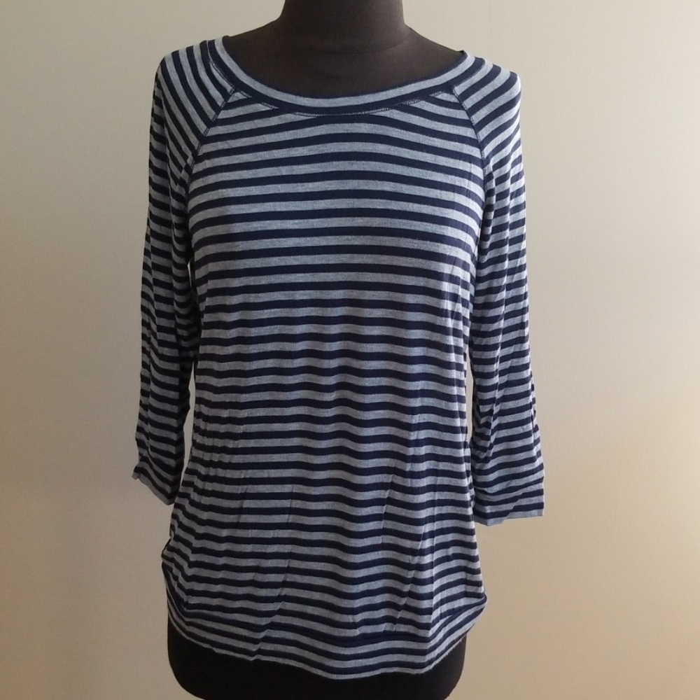 BCBGMAXAZARIA Navy/Grey Striped Size S Top